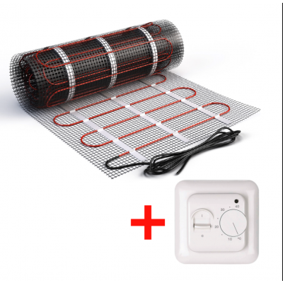 Изображение №1 - Теплый пол нагревательный мат (12 кв.м.) + механический терморегулятор