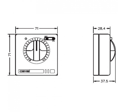 Терморегулятор комнатный накладной Cewal RQ-10