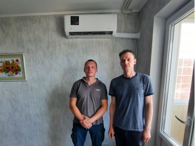 Монтаж сплит-системы FUNAI SHOGUN в Новосибирске на ул. Дуси-Ковальчук, 14 — пример чистовой установки от БУРАН